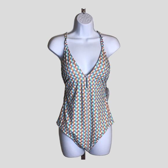 Shade & Shore Women's Plunge Front High Leg One Piece Swimsuit Sz. Lrg NWT - Picture 3 of 11